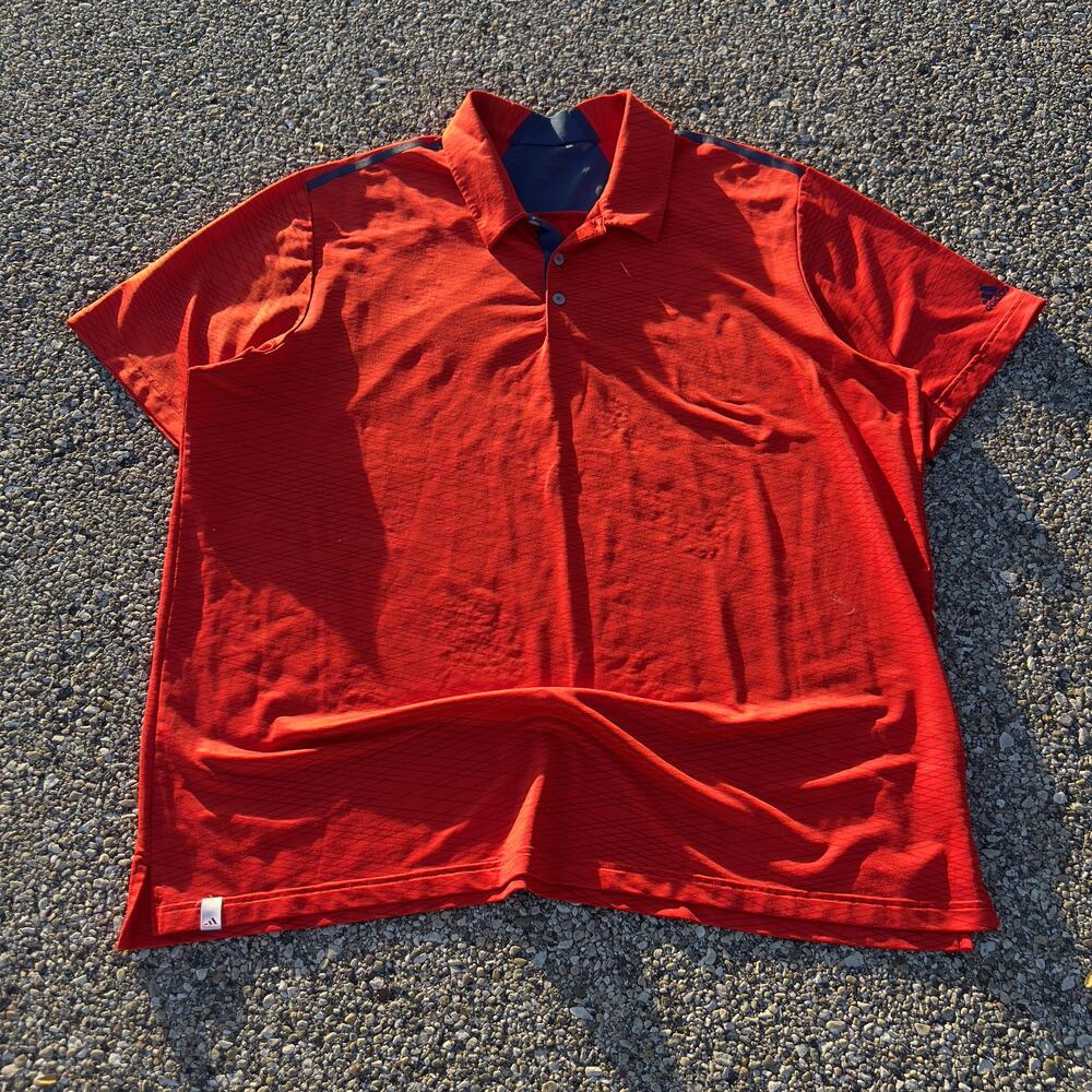 Adidas Polo Shirt Mens 2XL Red Climacool Golf Short Sleeve Performance Athletic
